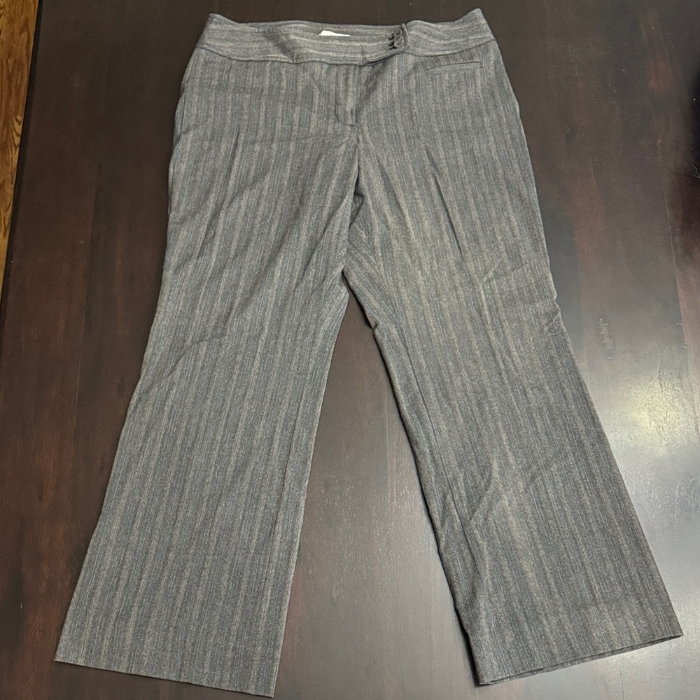 LOFT Dark Gray Herringbone Wide Leg Pants  “Julie” Size 12
